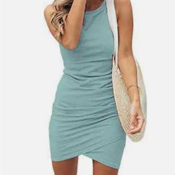 2023 SummerSleeveless Tank Dress. Slim Fit Crew Neckline. Slimming. - Picture 3 of 6